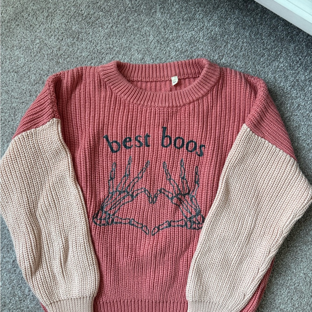 Kids Pink and Cream Graphic Sweater